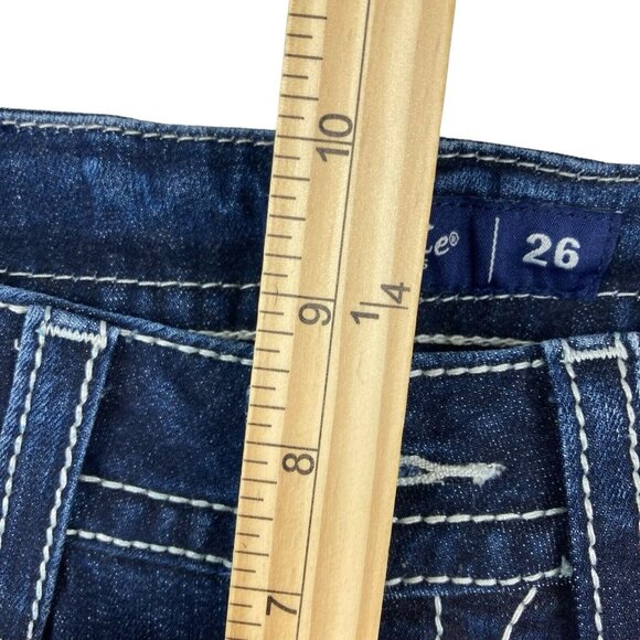 MISS ME Women's Blue Denim Ankle Jeans Sz 26 Embellished Skinny Low Rise Stretch - Picture 10 of 11